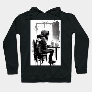 Dejected Man In a Coffee Shop Hoodie